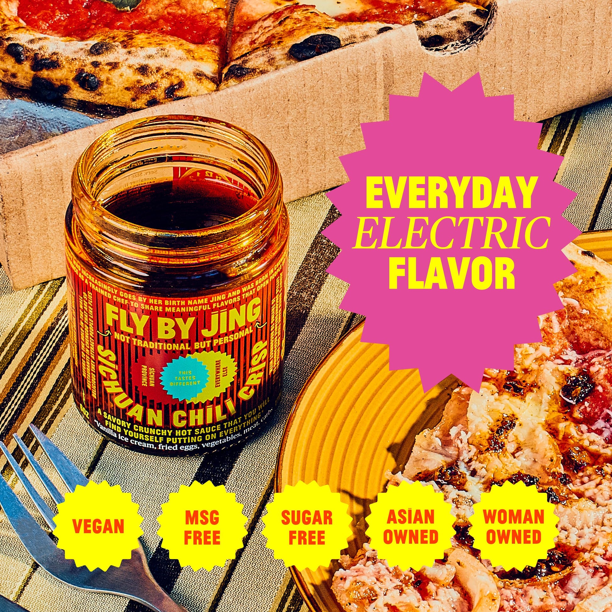 FLYBYJING Sichuan Chili Crisp - Premium Spicy Savory All-Natural Vegan Chili Oil - Crunchy Hot Sauce, Good on Everything, Sugar Free - 6oz (Pack of 1)-UPStoxs