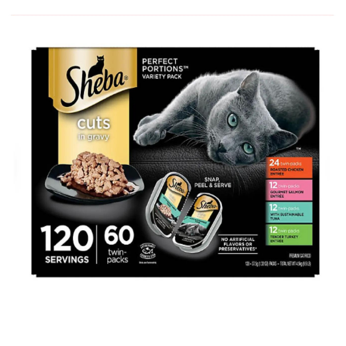 Sheba Perfect Portions Wet Cat Food Trays, Variety Pack 60 ct., 2.6 oz.