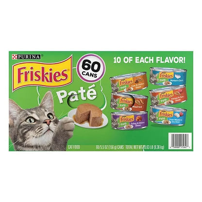 Purina Friskies Pate Wet Cat Food Variety Pack, 5.5 oz., 60 ct.