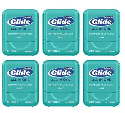 Oral-B Glide All-in-One Dental Floss, Brilliance Blast, 44 m, 6 pk.