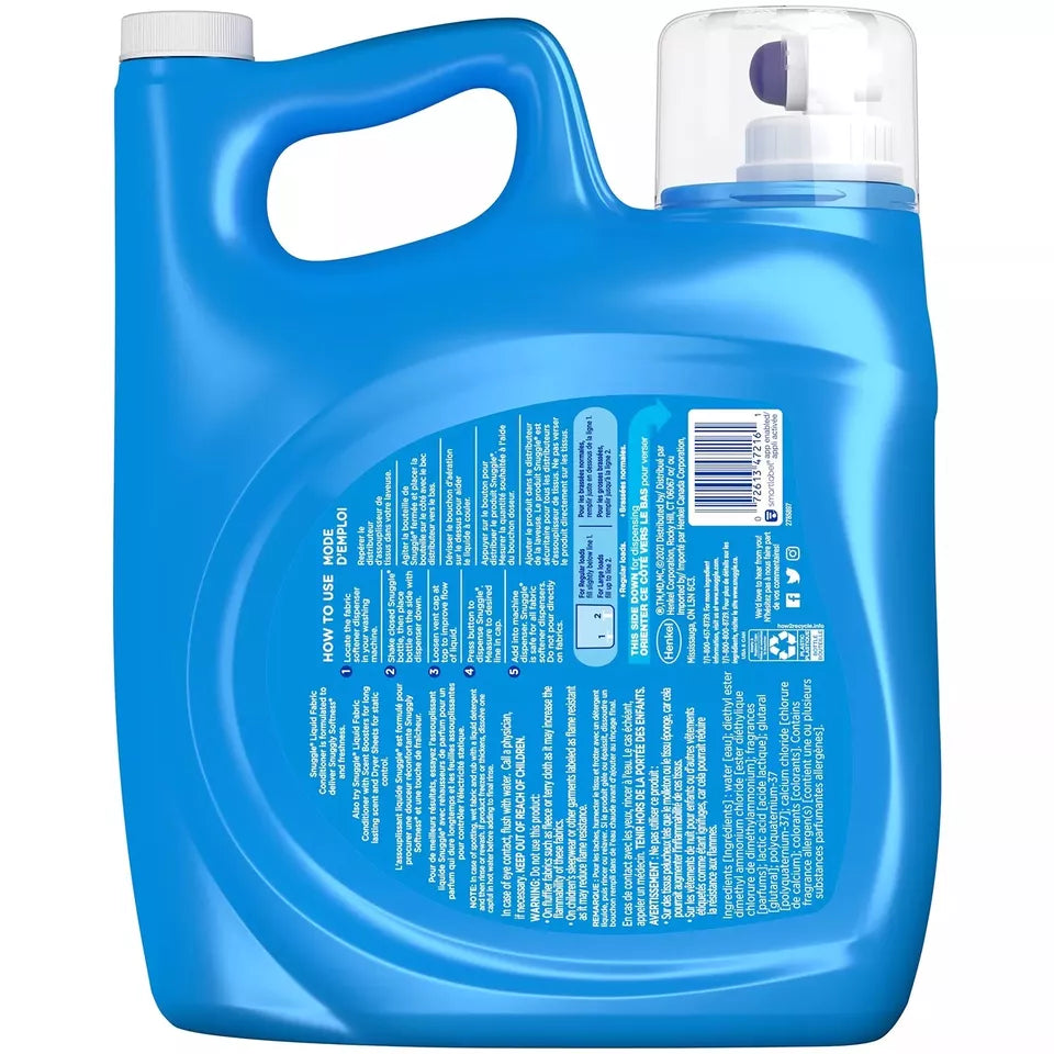 Snuggle Liquid Fabric Softener, Blue Sparkle 188 fl. oz., 235 loads